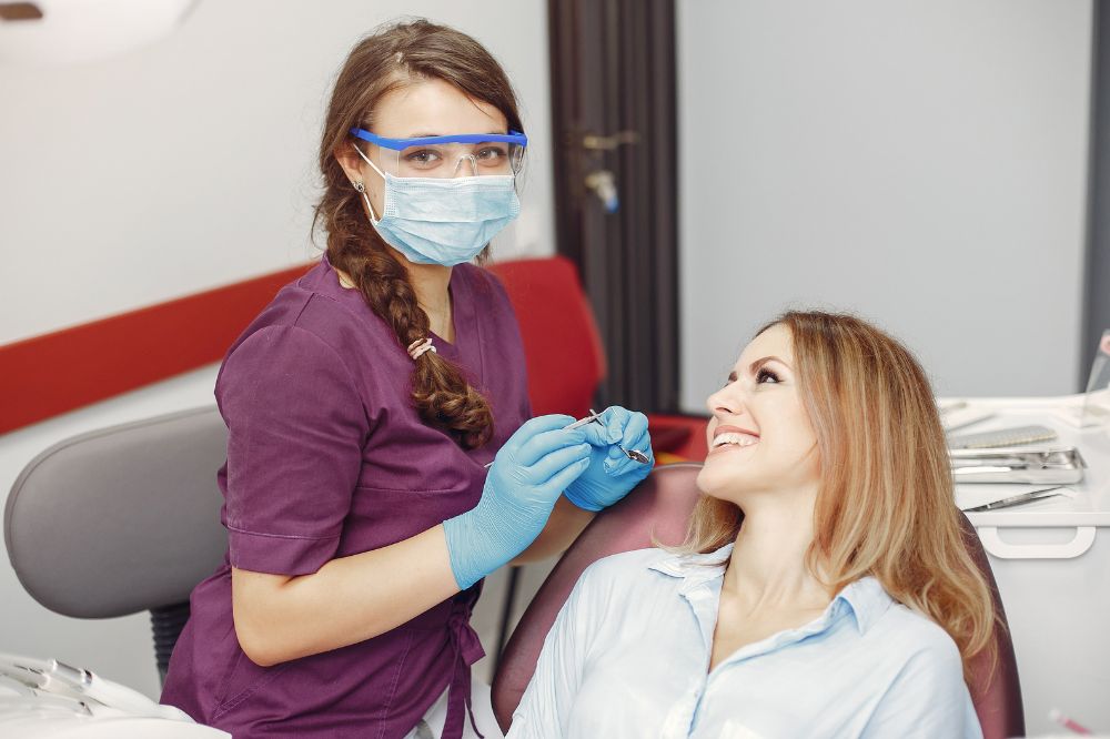 a women is getting dental treatment